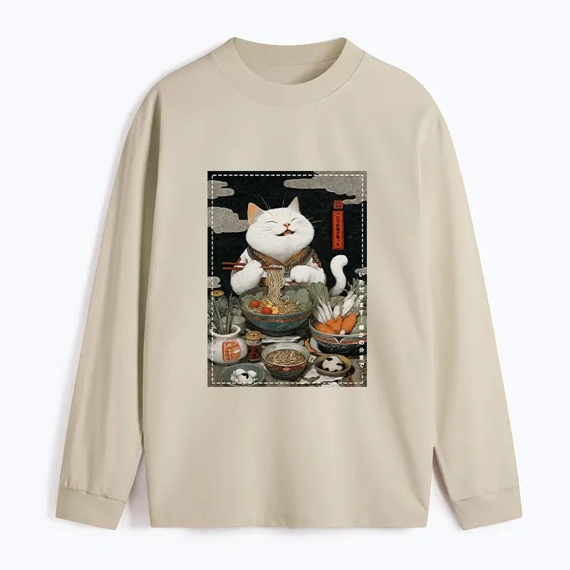 Kyoto-Lion The Ramen-Loving Cat Classic Long Sleeve T-Shirt