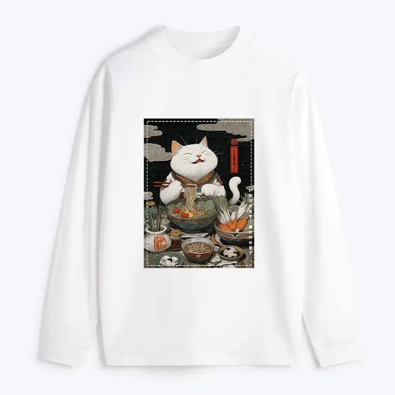 Kyoto-Lion The Ramen-Loving Cat Classic Long Sleeve T-Shirt