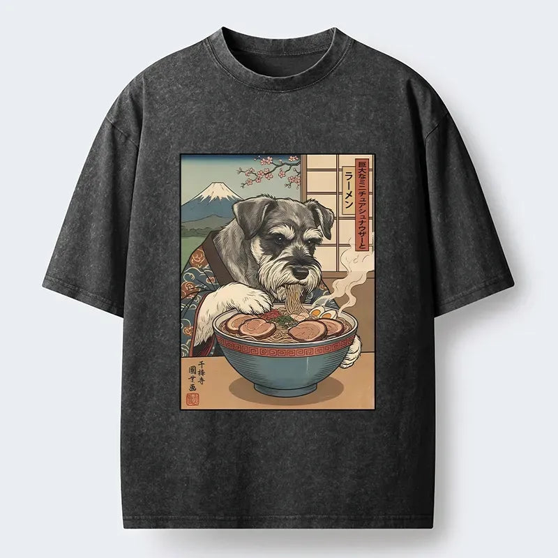 Kyoto-Lion Dog Ramen Meme Washed T-Shirt