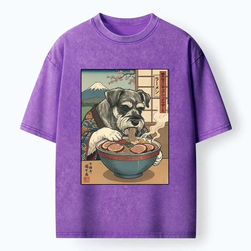 Kyoto-Lion Dog Ramen Meme Washed T-Shirt