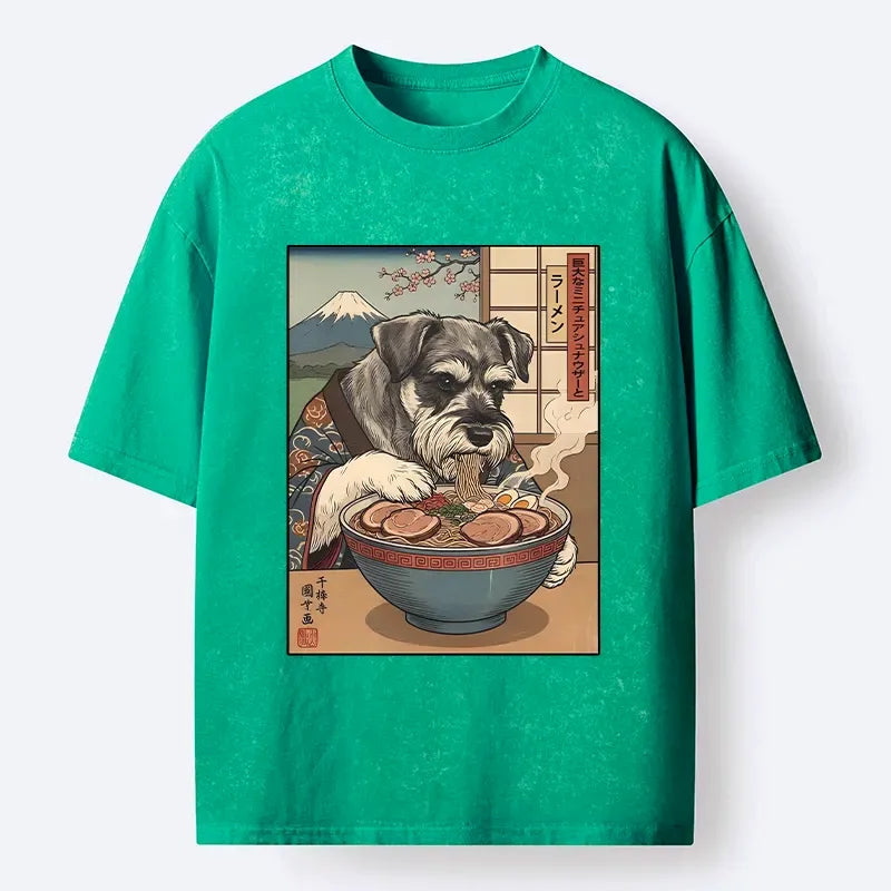 Kyoto-Lion Dog Ramen Meme Washed T-Shirt