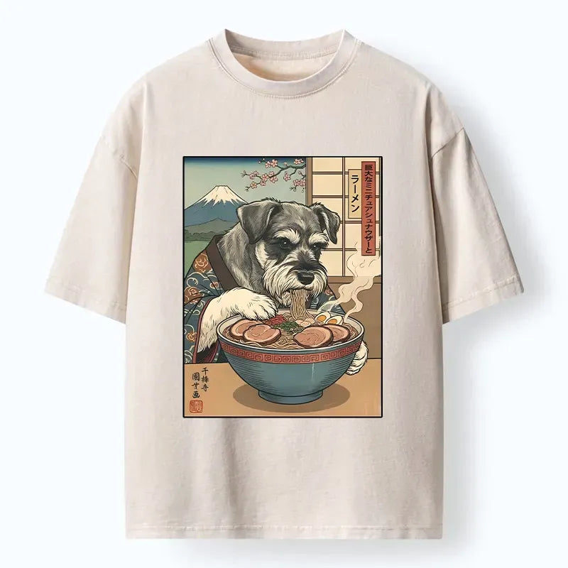 Kyoto-Lion Dog Ramen Meme Washed T-Shirt