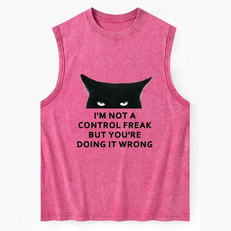 Kyoto-Lion Control Freak Funny Washed Tank