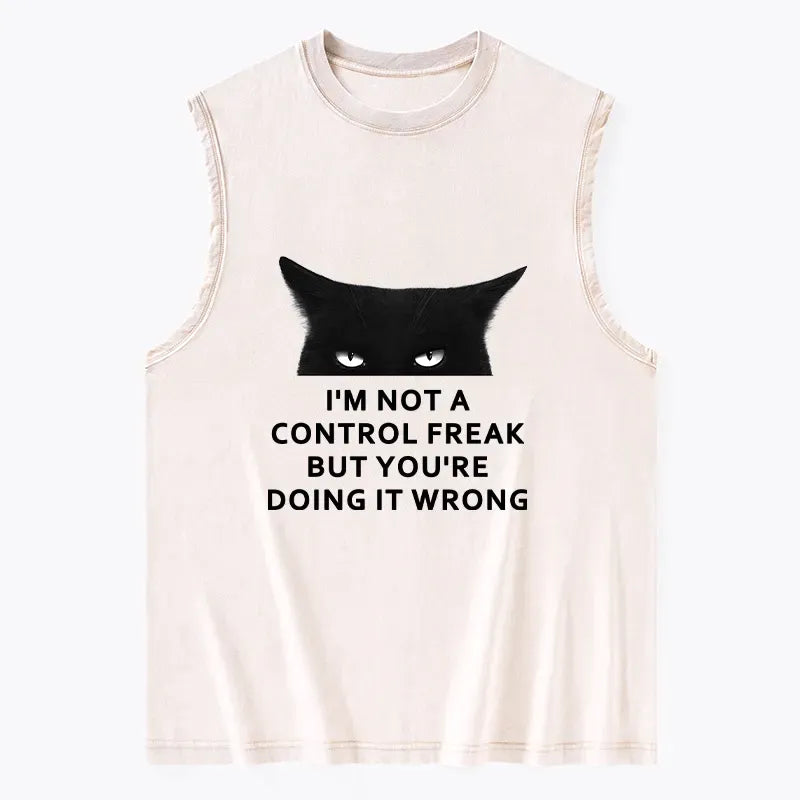 Kyoto-Lion Control Freak Funny Washed Tank