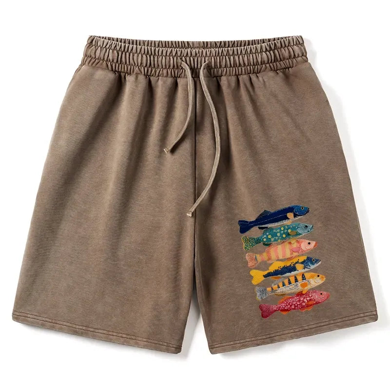 Kyoto-Lion Washed Shorts for Daily Wear