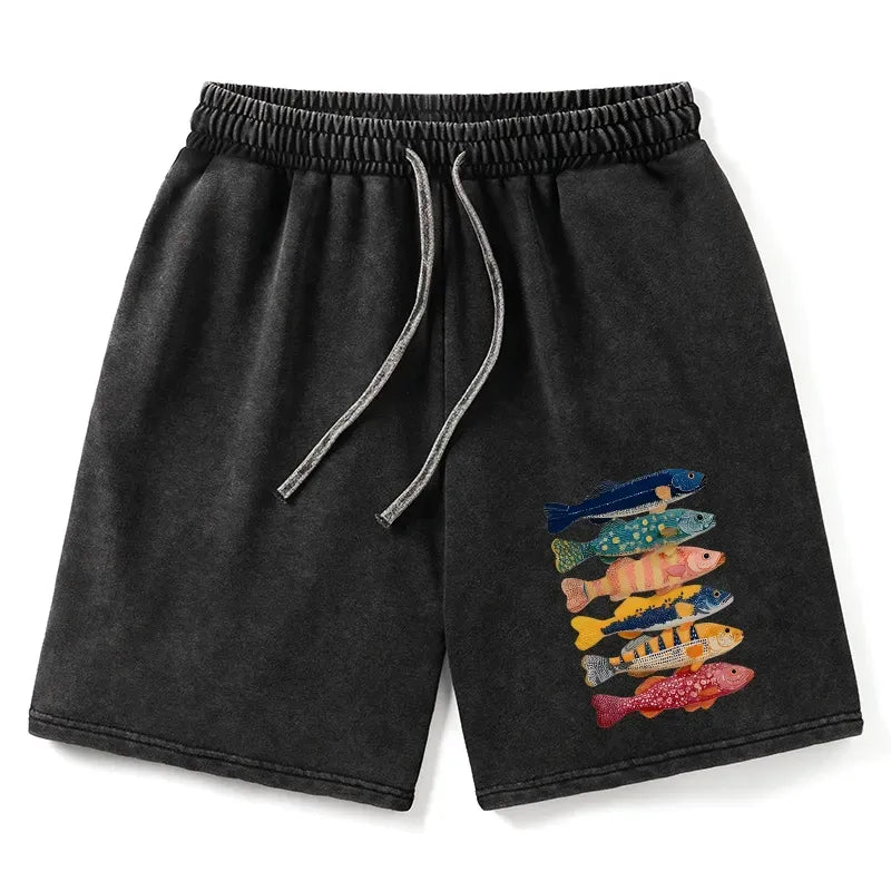 Japanese Koi Fish Art Washed Shorts