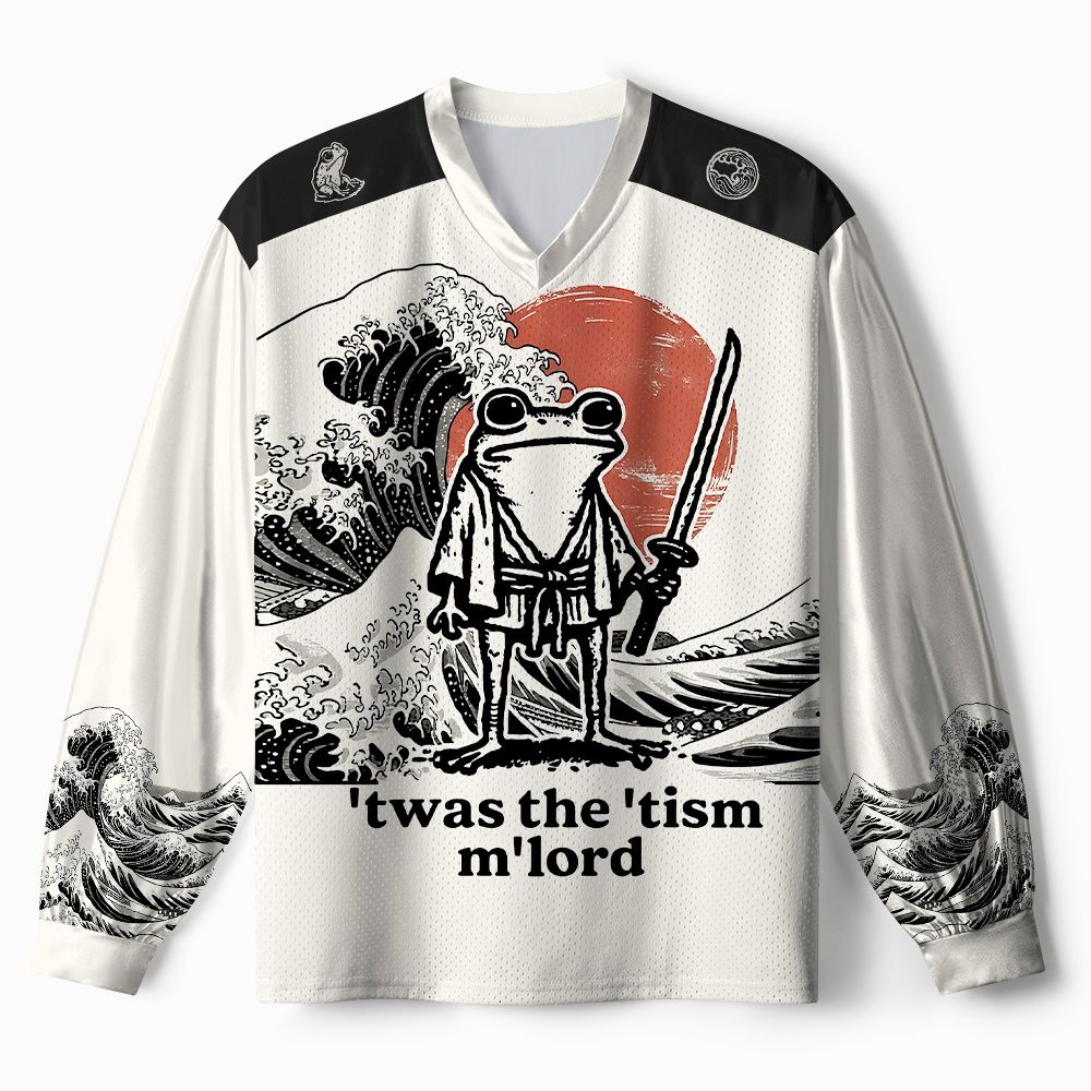 Kyoto-Lion Focused Samurai Frog Paneled Long Sleeve Jersey