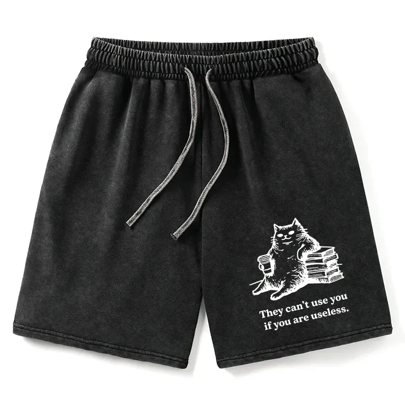 Kyoto-Lion Cat Proving Uselessness Is A Superpower Washed Shorts