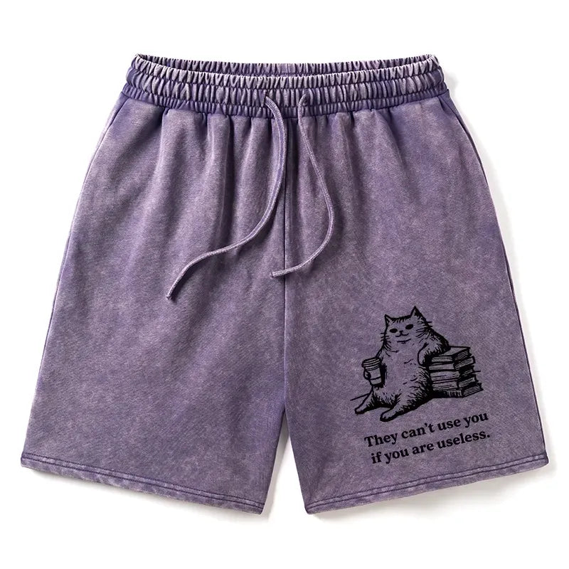 Kyoto-Lion Cat Proving Uselessness Is A Superpower Washed Shorts