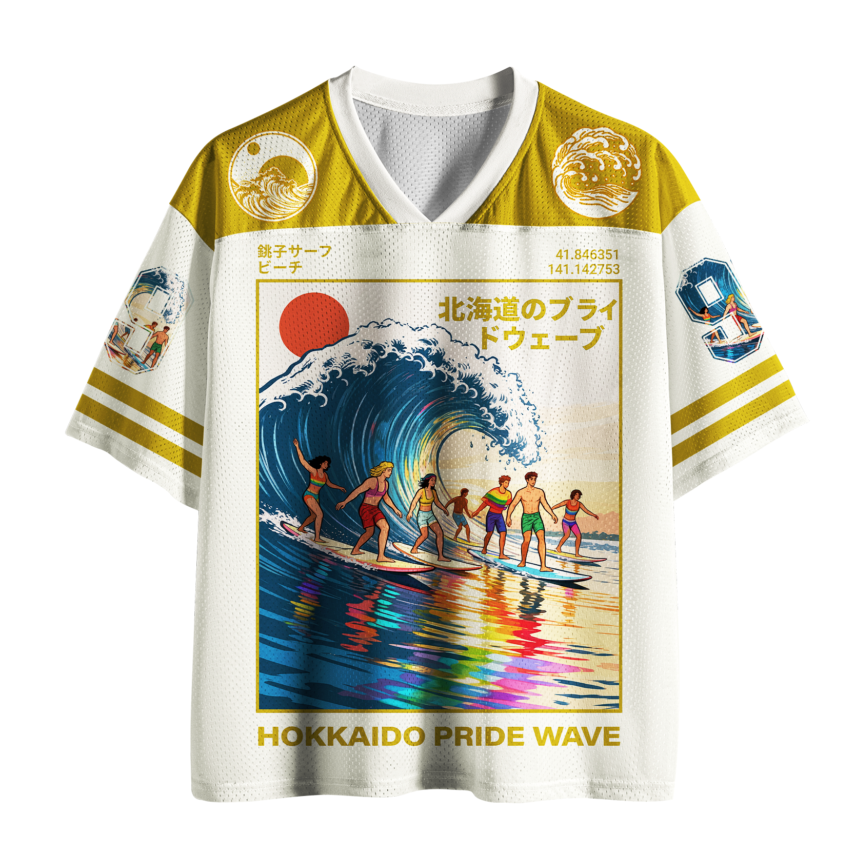 Japanese Wave Mesh Jersey for Streetwear