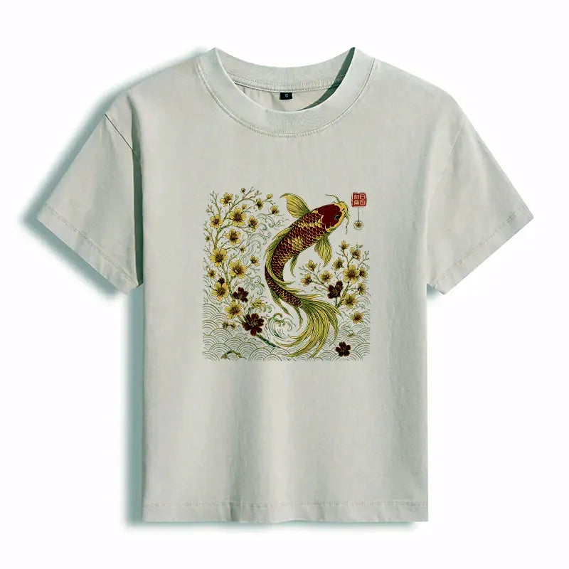 Women's Washed Koi T-Shirt for Vacation