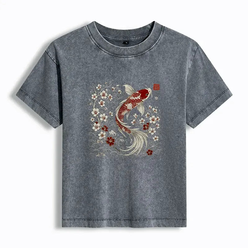 Women's Washed Koi T-Shirt for Vacation