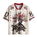 Kyoto-Lion Vintage Ink Tortoise Plum Tree Art Mesh Jersey