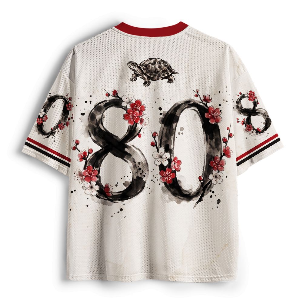 Kyoto-Lion Vintage Ink Tortoise Plum Tree Art Mesh Jersey