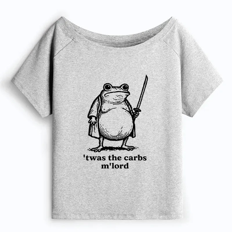 Funny Fat Samurai Frog Off Shoulder T-Shirt