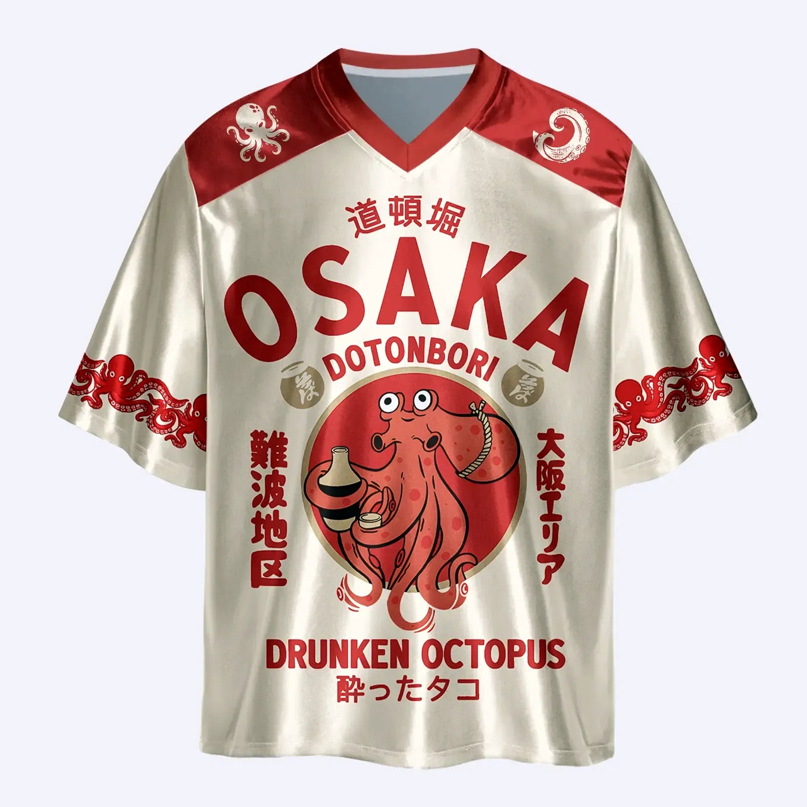 Kyoto-Lion Drunken Octopus Japan Glossy Oversized Jersey