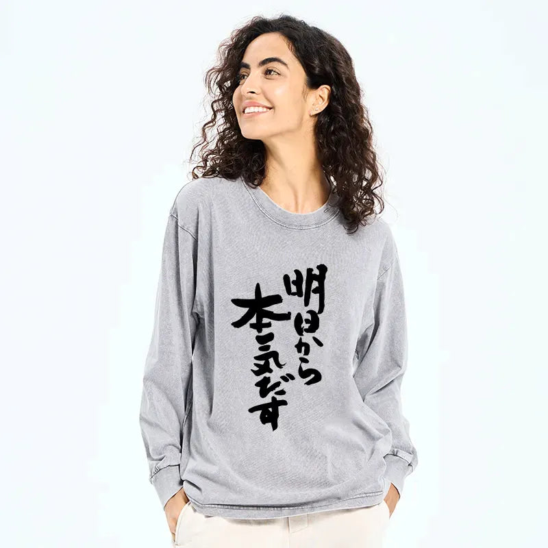 japanese vintage washed long sleeve t-shirt