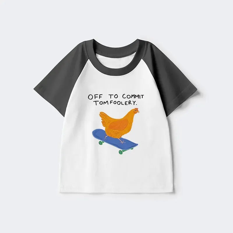 Kyoto-Lion Chicken Was About To Do Something Bad Kids Raglan T-shirt