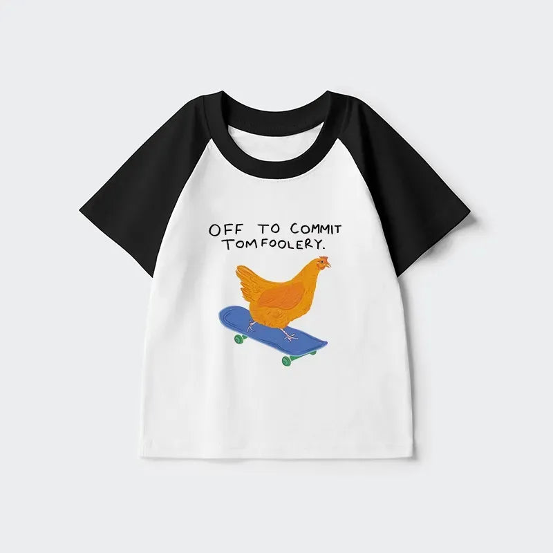Kyoto-Lion Chicken Was About To Do Something Bad Kids Raglan T-shirt