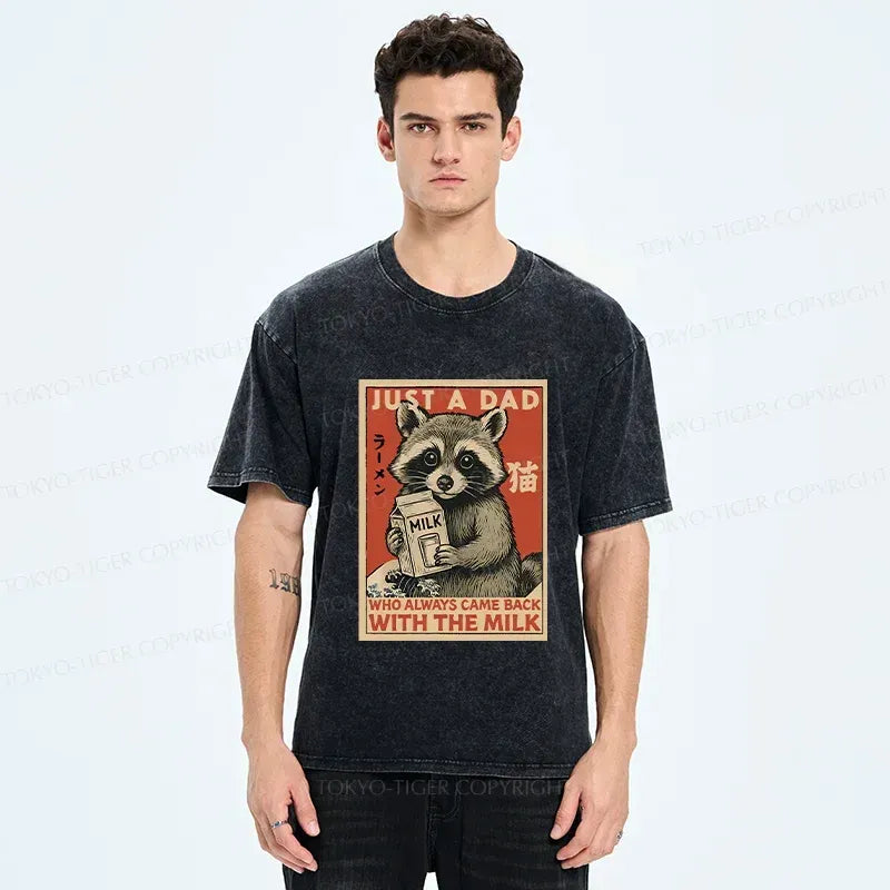 Cute Raccoon Holding Milk T-Shirt
