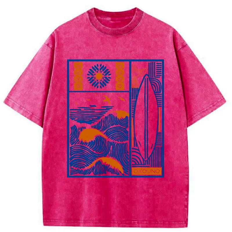 Kyoto-Lion Minimalist Art Washed T-Shirt