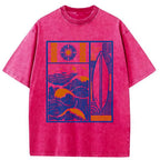 Kyoto-Lion Minimalist Art Washed T-Shirt