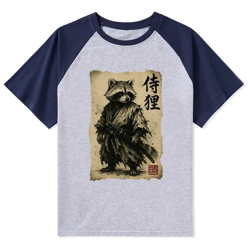 Japanese Samurai Raccoon T-shirt for Streetwear