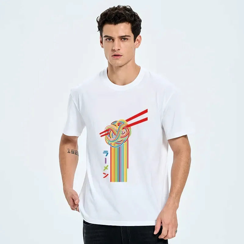 Kyoto-Lion Colorful Noodles On Red Chopsticks Classic T-Shirt