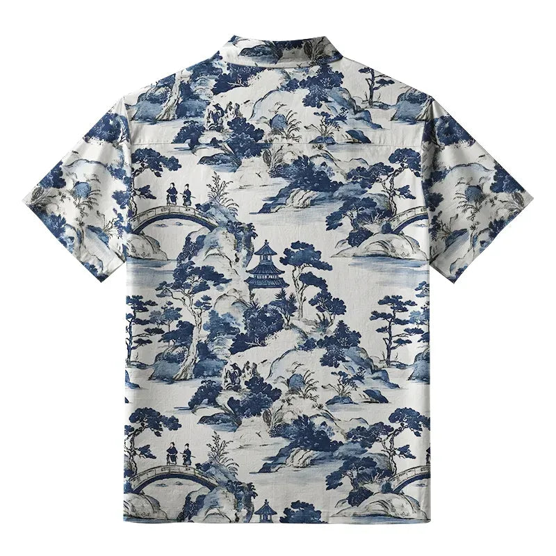 Kyoto-Lion Bridge Over Tranquil Waters Button-up Shirt