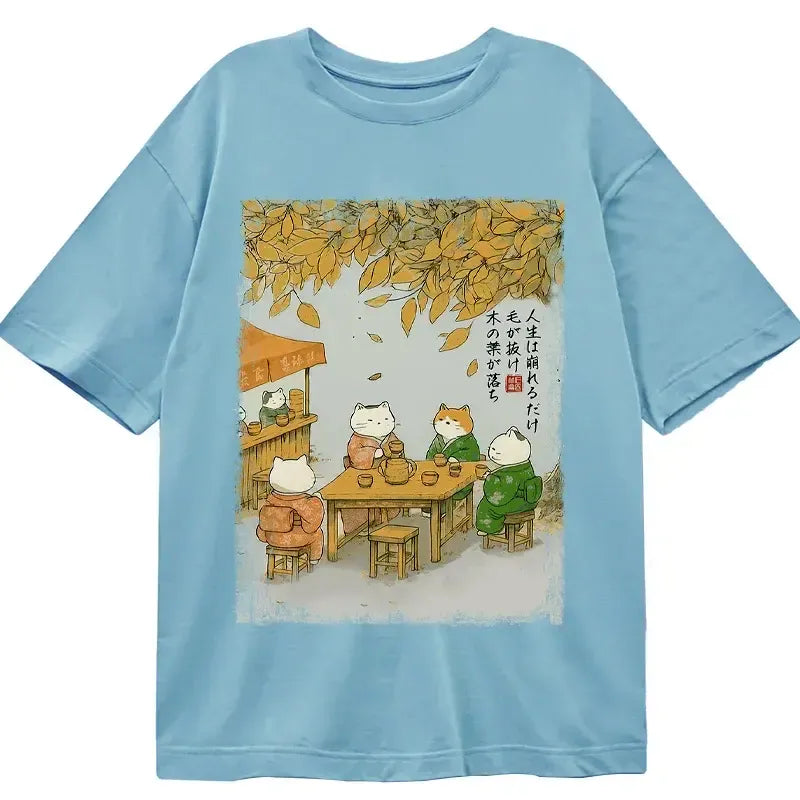 Kyoto-Lion Cats Drinking Tea Under The Tree Classic T-Shirt