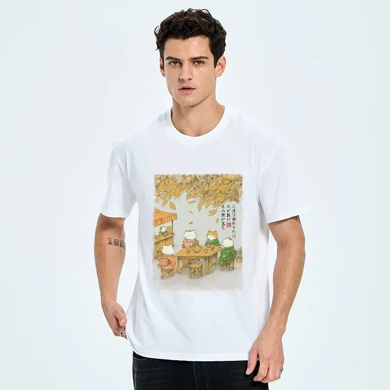 Japanese Cats Drinking Tea Classic T-Shirt