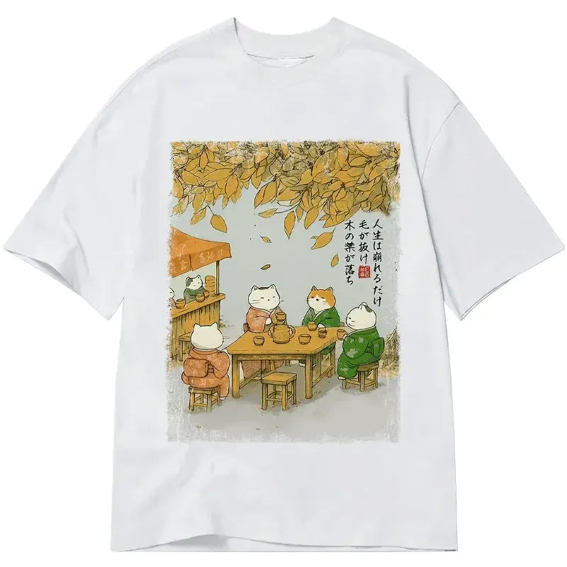 Japanese Cats Drinking Tea Classic T-Shirt