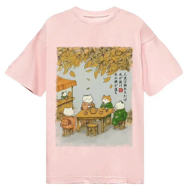 Japanese Cats Drinking Tea Classic T-Shirt