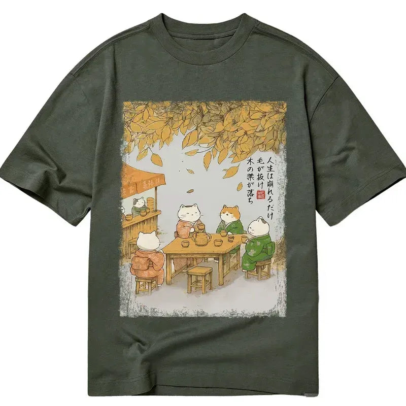 Kyoto-Lion Cats Drinking Tea Under The Tree Classic T-Shirt