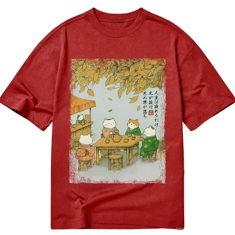 Kyoto-Lion Cats Drinking Tea Under The Tree Classic T-Shirt