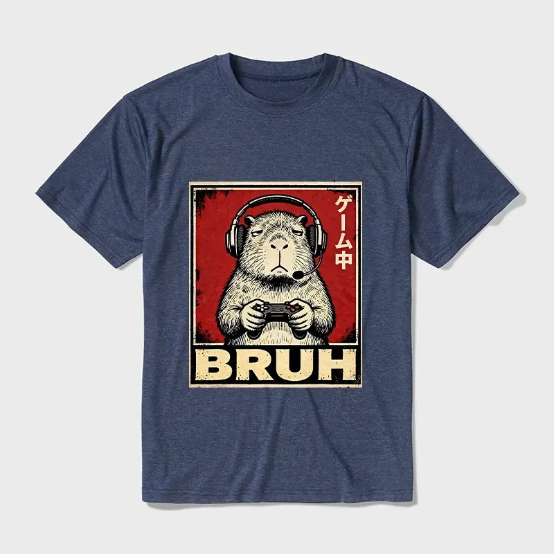 funny capybara playing games t-shirt