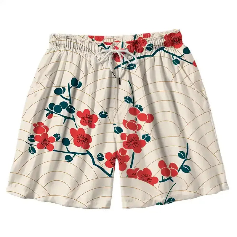 Japanese Blossom Wave Swim Trunks Summer