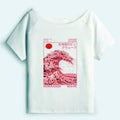 Kyoto-Lion Sakura Wave Off Shoulder T-Shirt