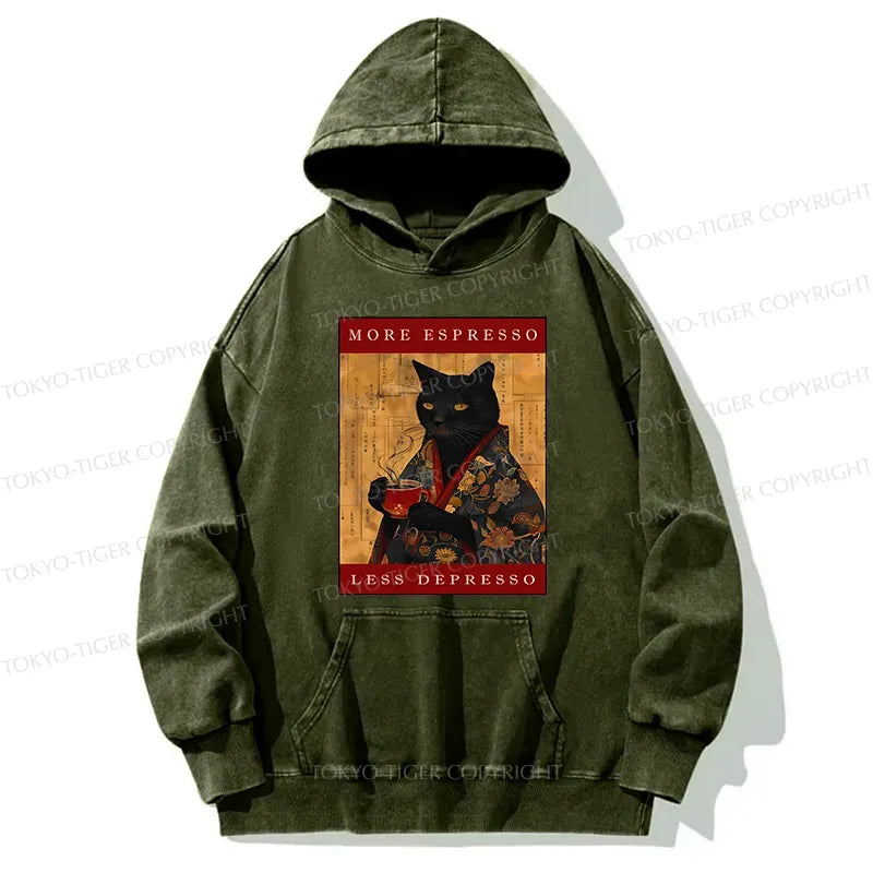 Japanese cat washed hoodie for daily wear