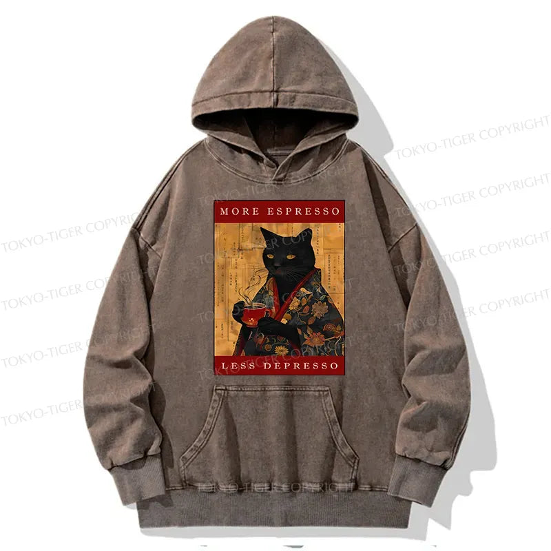 Funny cat hoodie for espresso lovers