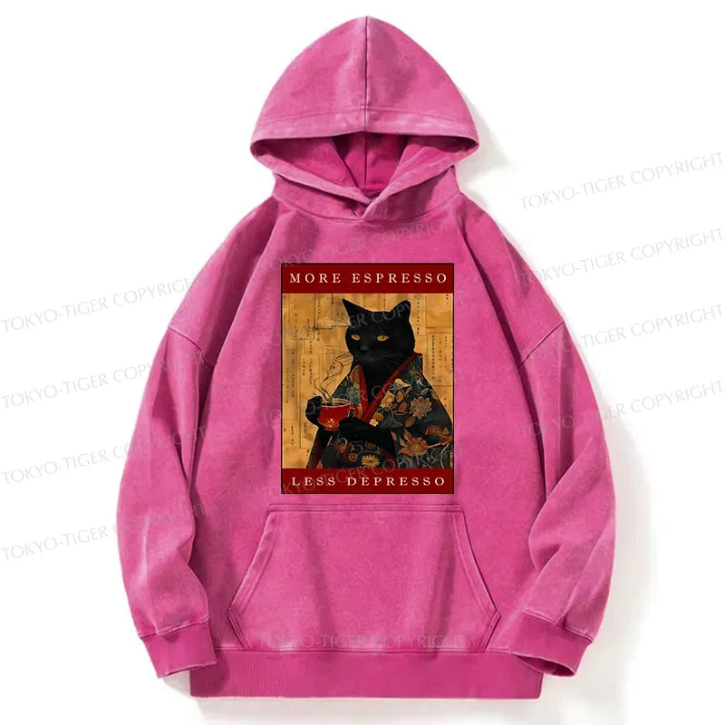 Japanese cat washed hoodie for daily wear