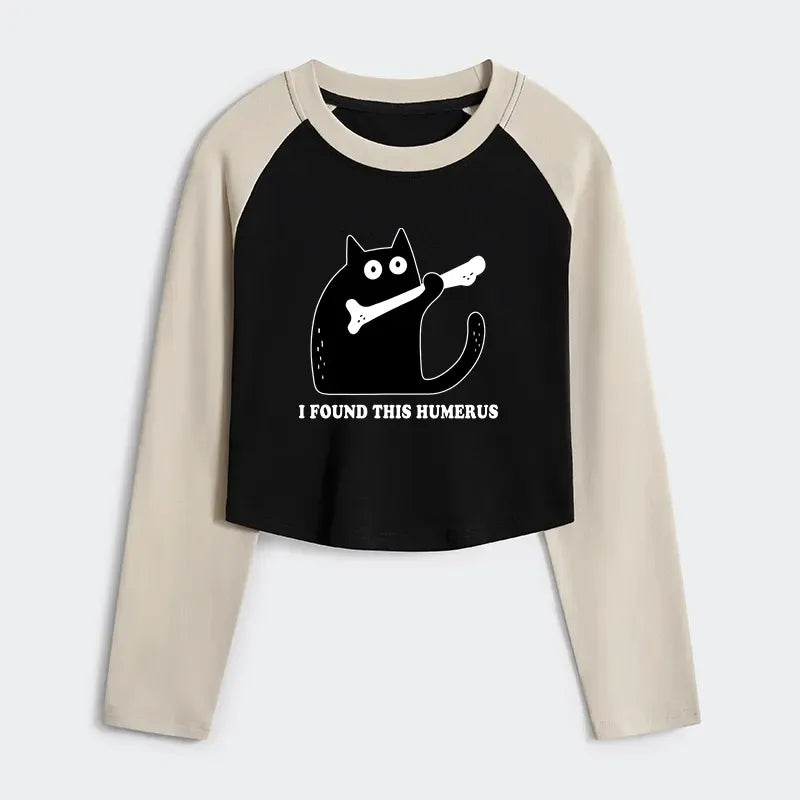 Funny Cat Crop T-Shirt for Women