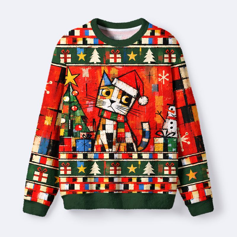 Kyoto-Lion Meme Art Cat Fuzzy Christmas Ugly Sweatshirt