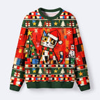 Kyoto-Lion Meme Art Cat Fuzzy Christmas Ugly Sweatshirt