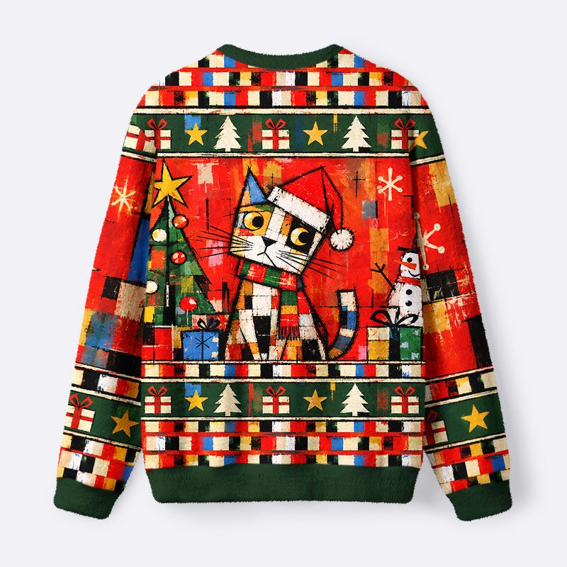 Kyoto-Lion Meme Art Cat Fuzzy Christmas Ugly Sweatshirt