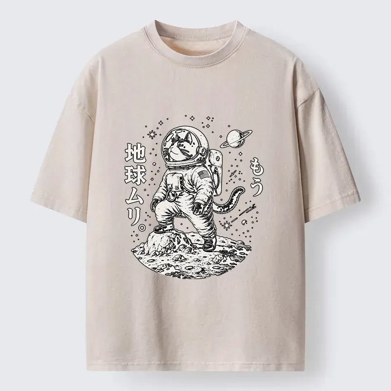 Japanese Space Cat Art T-Shirt