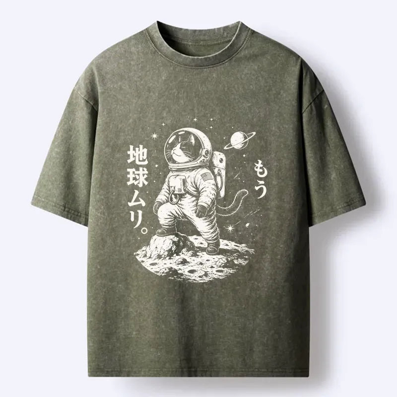 Japanese Space Cat Art T-Shirt