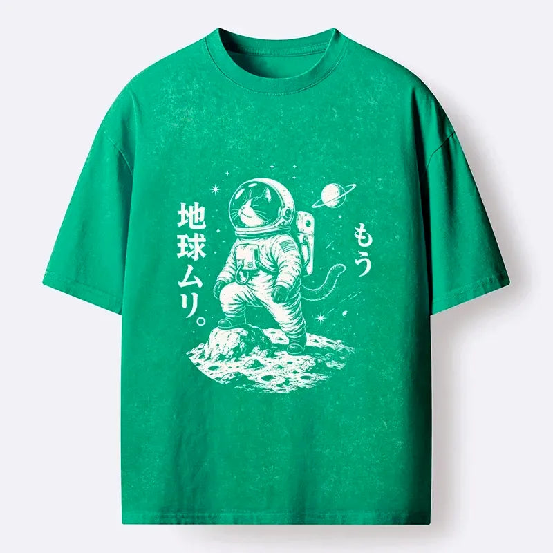 Japanese Space Cat Art T-Shirt