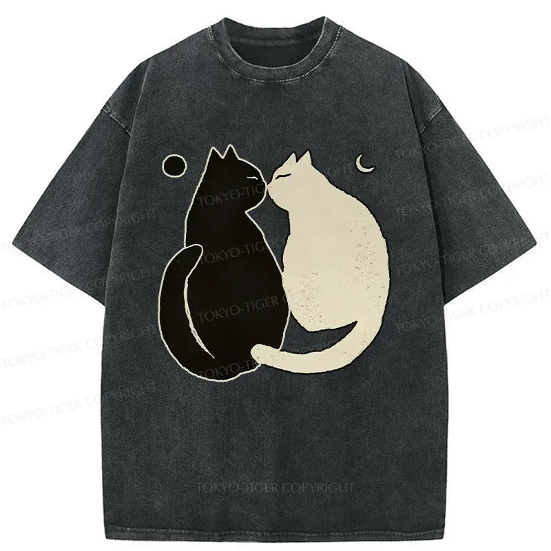Japanese Zen Cat Washed T-Shirt