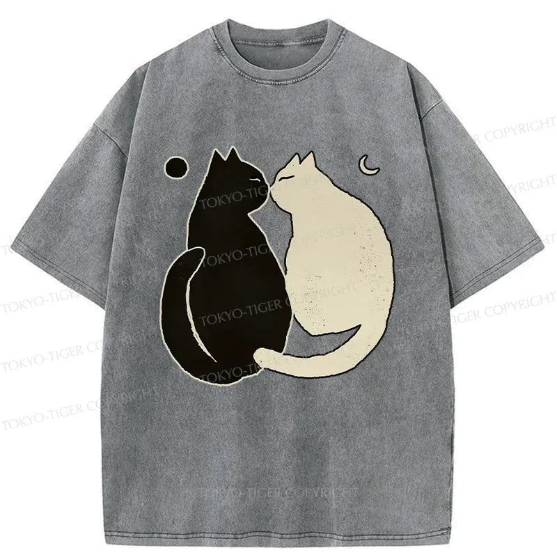 Japanese Zen Cat Washed T-Shirt